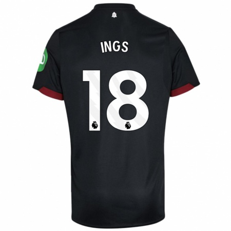 Kandiny Dames Danny Ings #18 Zwart Wit Uitshirt Uittenue 2024/25 T-Shirt