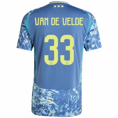 Kandiny Damen Jonna Van De Velde #33 Grau Blau Gelb Auswärtstrikot Trikot 2024/25 T-Shirt Österreich