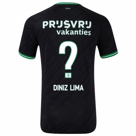 Kandiny Dames Lucas Diniz Lima #0 Zwart Groen Uitshirt Uittenue 2024/25 T-Shirt