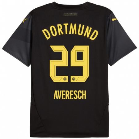 Kandiny Damen Noah Averesch #29 Schwarz Gelb Auswärtstrikot Trikot 2024/25 T-Shirt Österreich