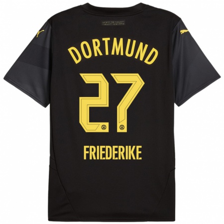 Kandiny Donna Maglia Burczik Friederike #27 Nero Giallo Kit Gara Away 2024/25 Maglietta