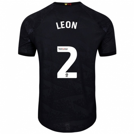 Kandiny Donna Maglia Lucía León #2 Nero Bianco Kit Gara Away 2024/25 Maglietta