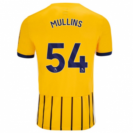 Kandiny Donna Maglia Jamie Mullins #54 Oro Blu A Righe Sottili Kit Gara Away 2024/25 Maglietta