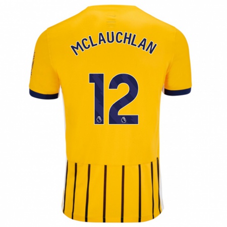 Kandiny Dames Rachel Mclauchlan #12 Goud Blauw Krijtstrepen Uitshirt Uittenue 2024/25 T-Shirt