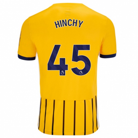 Kandiny Donna Maglia Jack Hinchy #45 Oro Blu A Righe Sottili Kit Gara Away 2024/25 Maglietta