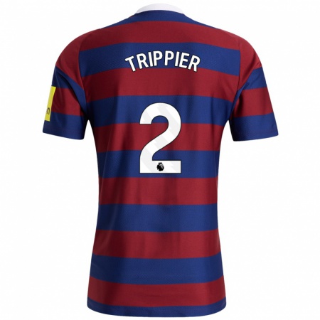 Kandiny Dames Kieran Trippier #2 Bordeauxrood Marineblauw Uitshirt Uittenue 2024/25 T-Shirt