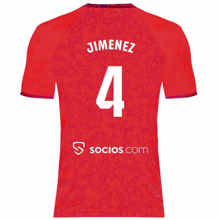 Kandiny Dames Diego Jiménez #4 Rood Uitshirt Uittenue 2024/25 T-Shirt