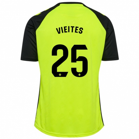 Kandiny Damen Fran Vieites #25 Fluoreszierendes Gelb Schwarz Auswärtstrikot Trikot 2024/25 T-Shirt Österreich