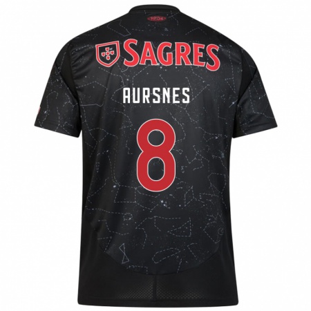 Kandiny Donna Maglia Fredrik Aursnes #8 Nero Rosso Kit Gara Away 2024/25 Maglietta