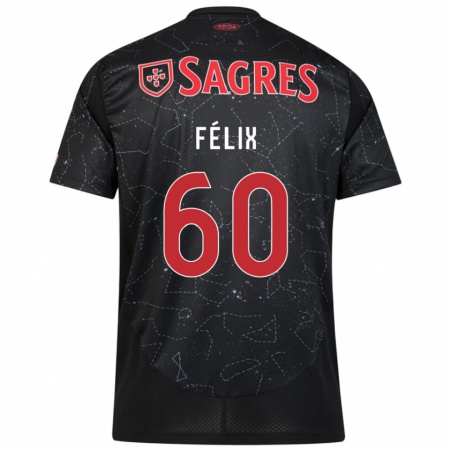 Kandiny Donna Maglia Nuno Félix #60 Nero Rosso Kit Gara Away 2024/25 Maglietta