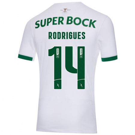 Kandiny Dames Paulo Rodrigues #14 Wit Groen Uitshirt Uittenue 2024/25 T-Shirt