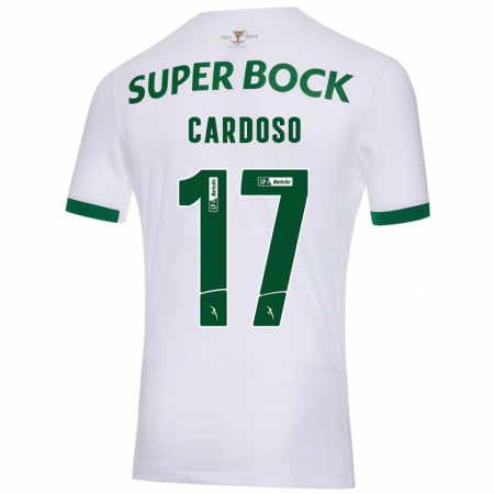 Kandiny Dames Diogo Cardoso #17 Wit Groen Uitshirt Uittenue 2024/25 T-Shirt