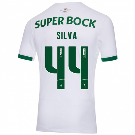 Kandiny Donna Maglia Pedro Silva #44 Bianco Verde Kit Gara Away 2024/25 Maglietta