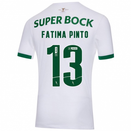 Kandiny Dames Fátima Alexandra Figueira Pinto #13 Wit Groen Uitshirt Uittenue 2024/25 T-Shirt