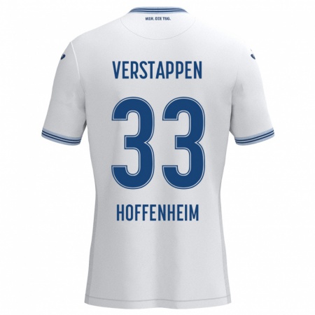 Kandiny Dames Eric Verstappen #33 Wit Blauw Uitshirt Uittenue 2024/25 T-Shirt