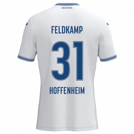 Kandiny Mujer Camiseta Jana Feldkamp #31 Blanco Azul 2ª Equipación 2024/25 La Camisa