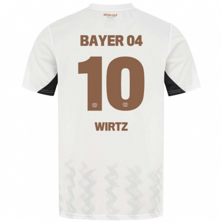 Kandiny Mujer Camiseta Florian Wirtz #10 Blanco Negro 2ª Equipación 2024/25 La Camisa México