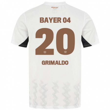 Kandiny Dames Alejandro Grimaldo #20 Wit Zwart Uitshirt Uittenue 2024/25 T-Shirt