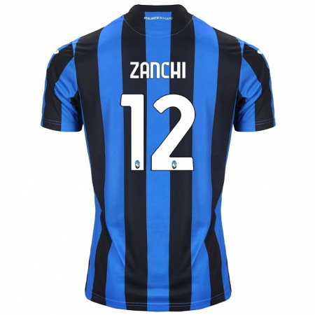 Kandiny Kinderen Edoardo Zanchi #12 Blauw Zwart Thuisshirt Thuistenue 2024/25 T-Shirt