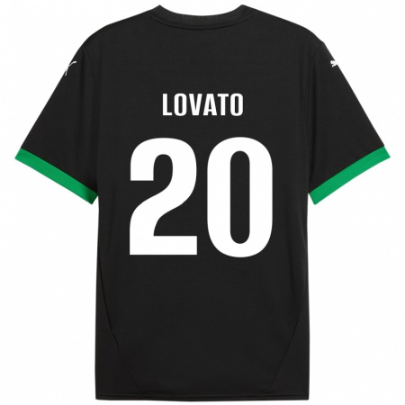 Kandiny Kinderen Matteo Lovato #20 Zwart Donkergroen Thuisshirt Thuistenue 2024/25 T-Shirt