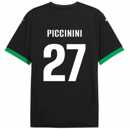 Kandiny Kinderen Stefano Piccinini #27 Zwart Donkergroen Thuisshirt Thuistenue 2024/25 T-Shirt