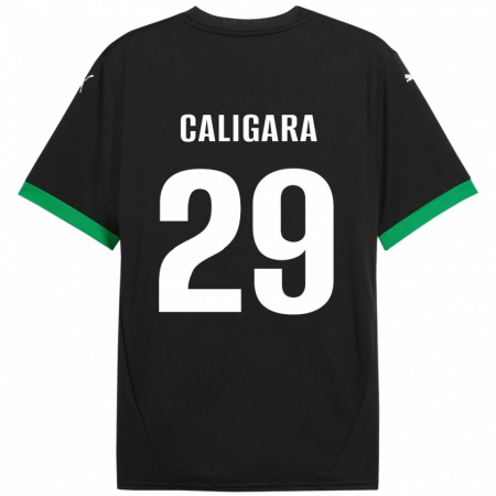 Kandiny Kinderen Fabrizio Caligara #29 Zwart Donkergroen Thuisshirt Thuistenue 2024/25 T-Shirt