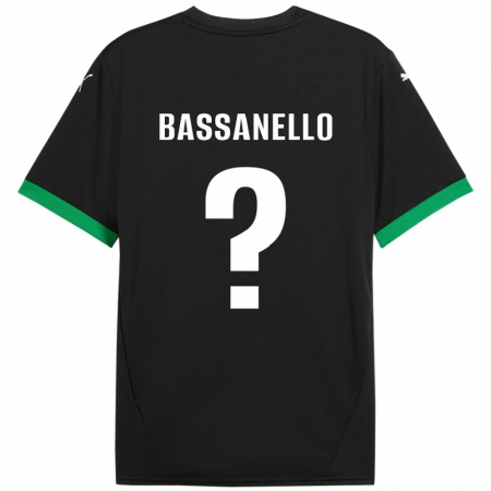 KandinyキッズDavide Bassanello#0黒 ダークグリーンホームシャツ2024/25ジャージーユニフォーム