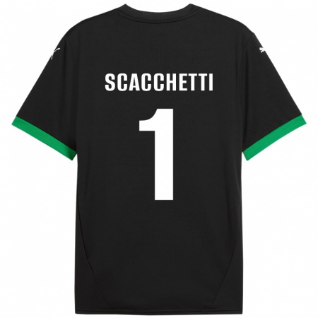 Kandiny Kinderen Alessandro Scacchetti #1 Zwart Donkergroen Thuisshirt Thuistenue 2024/25 T-Shirt