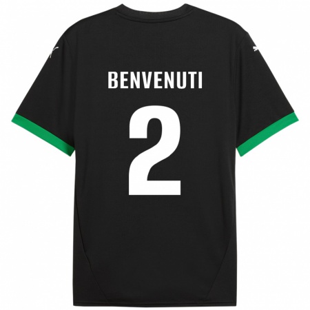 Kandiny Kinderen Giacomo Benvenuti #2 Zwart Donkergroen Thuisshirt Thuistenue 2024/25 T-Shirt