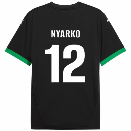 Kandiny Kinder Lorenzo Nyarko #12 Schwarz Dunkelgrün Heimtrikot Trikot 2024/25 T-Shirt Österreich