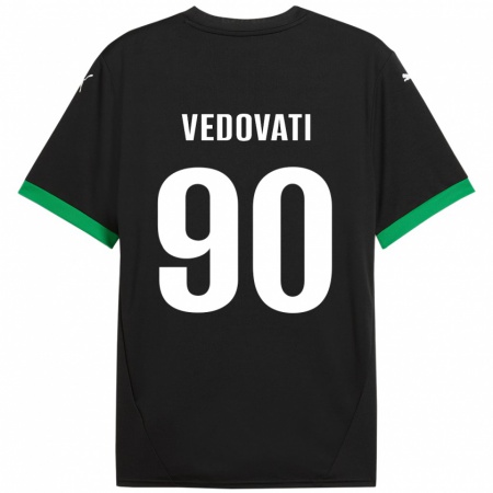 Kandiny Kinderen Gabriele Vedovati #90 Zwart Donkergroen Thuisshirt Thuistenue 2024/25 T-Shirt