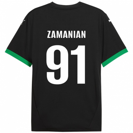 Kandiny Kinderen Annahita Zamanian #91 Zwart Donkergroen Thuisshirt Thuistenue 2024/25 T-Shirt