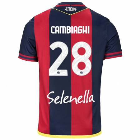 Kandiny Bambino Maglia Nicolò Cambiaghi #28 Rosso Blu Reale Kit Gara Home 2024/25 Maglietta