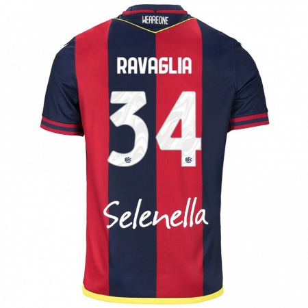 Kandiny Kinderen Federico Ravaglia #34 Rood Koningsblauw Thuisshirt Thuistenue 2024/25 T-Shirt