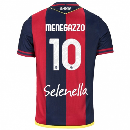 Kandiny Bambino Maglia Lorenzo Menegazzo #10 Rosso Blu Reale Kit Gara Home 2024/25 Maglietta