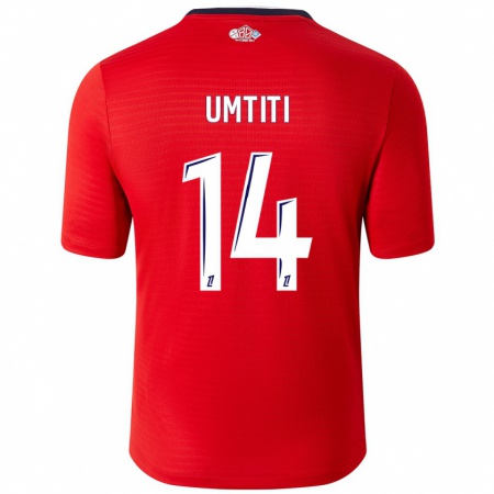 Kandiny Kinderen Samuel Umtiti #14 Rood Wit Thuisshirt Thuistenue 2024/25 T-Shirt