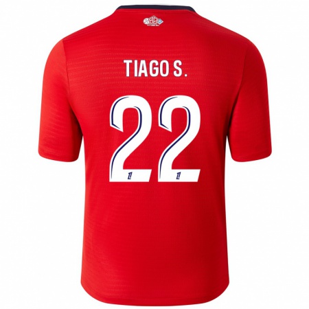 Kandiny Bambino Maglia Tiago Santos #22 Rosso Bianco Kit Gara Home 2024/25 Maglietta