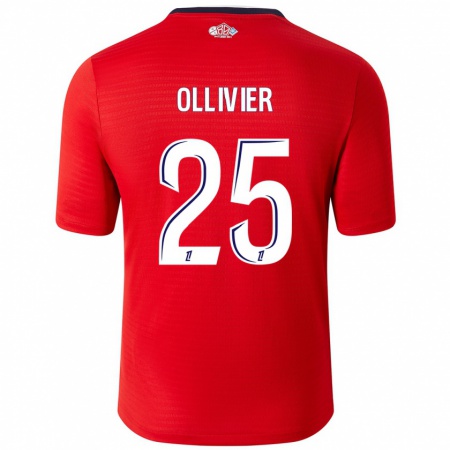 Kandiny Bambino Maglia Agathe Ollivier #25 Rosso Bianco Kit Gara Home 2024/25 Maglietta