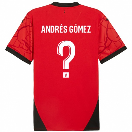 Kandiny Kinderen Carlos Andrés Gómez #0 Rood Zwart Thuisshirt Thuistenue 2024/25 T-Shirt