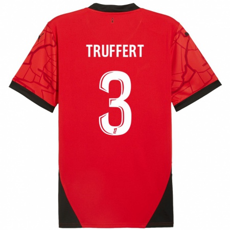 Kandiny Kinderen Adrien Truffert #3 Rood Zwart Thuisshirt Thuistenue 2024/25 T-Shirt