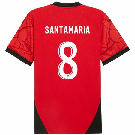 Kandiny Kinderen Baptiste Santamaria #8 Rood Zwart Thuisshirt Thuistenue 2024/25 T-Shirt