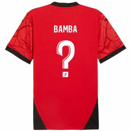 Kandiny Bambino Maglia Rayan Bamba #0 Rosso Nero Kit Gara Home 2024/25 Maglietta