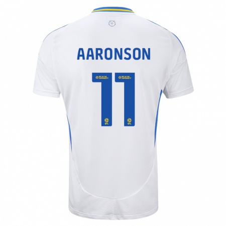 Kandiny Kinderen Brenden Aaronson #11 Wit Blauw Thuisshirt Thuistenue 2024/25 T-Shirt