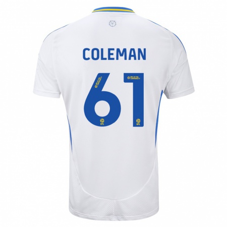 Kandiny Kinderen Cian Coleman #61 Wit Blauw Thuisshirt Thuistenue 2024/25 T-Shirt