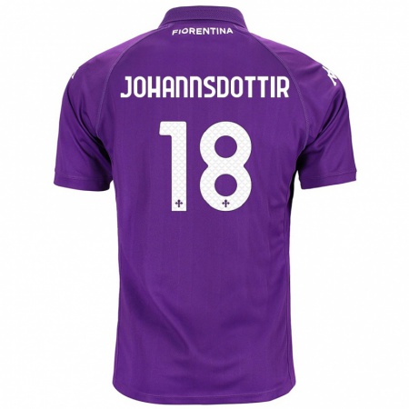 Kandiny Kinderen Alexandra Jóhannsdóttir #18 Paars Thuisshirt Thuistenue 2024/25 T-Shirt