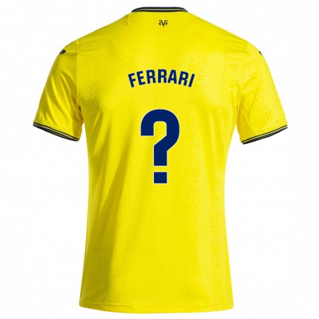 Kandiny Kinderen Andrés Ferrari #0 Geel Zwart Thuisshirt Thuistenue 2024/25 T-Shirt