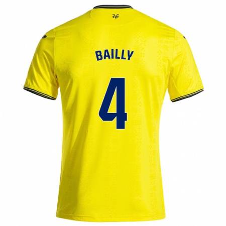 Kandiny Kinderen Eric Bailly #4 Geel Zwart Thuisshirt Thuistenue 2024/25 T-Shirt