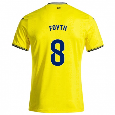 Kandiny Kinderen Juan Foyth #8 Geel Zwart Thuisshirt Thuistenue 2024/25 T-Shirt