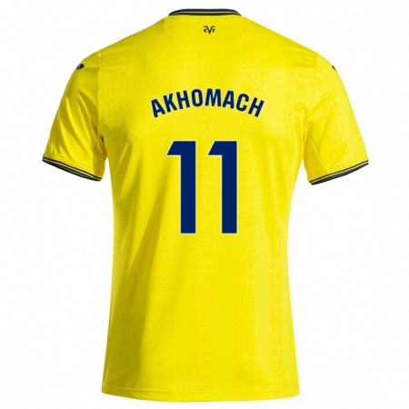 Kandiny Kinderen Ilias Akhomach #11 Geel Zwart Thuisshirt Thuistenue 2024/25 T-Shirt