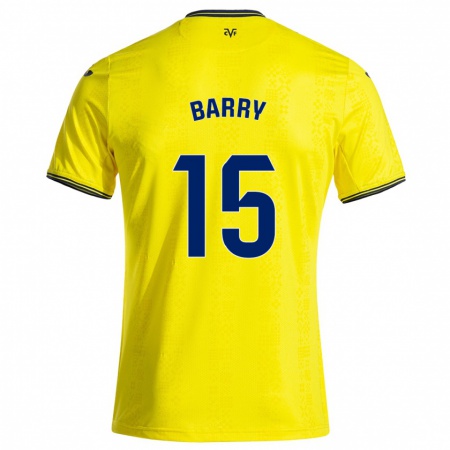 Kandiny Kinderen Thierno Barry #15 Geel Zwart Thuisshirt Thuistenue 2024/25 T-Shirt